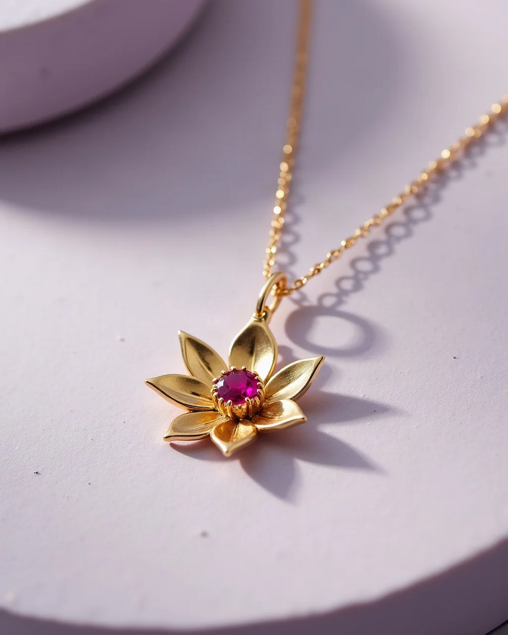 A delicate lotus pendant in an example Neo-gold collection